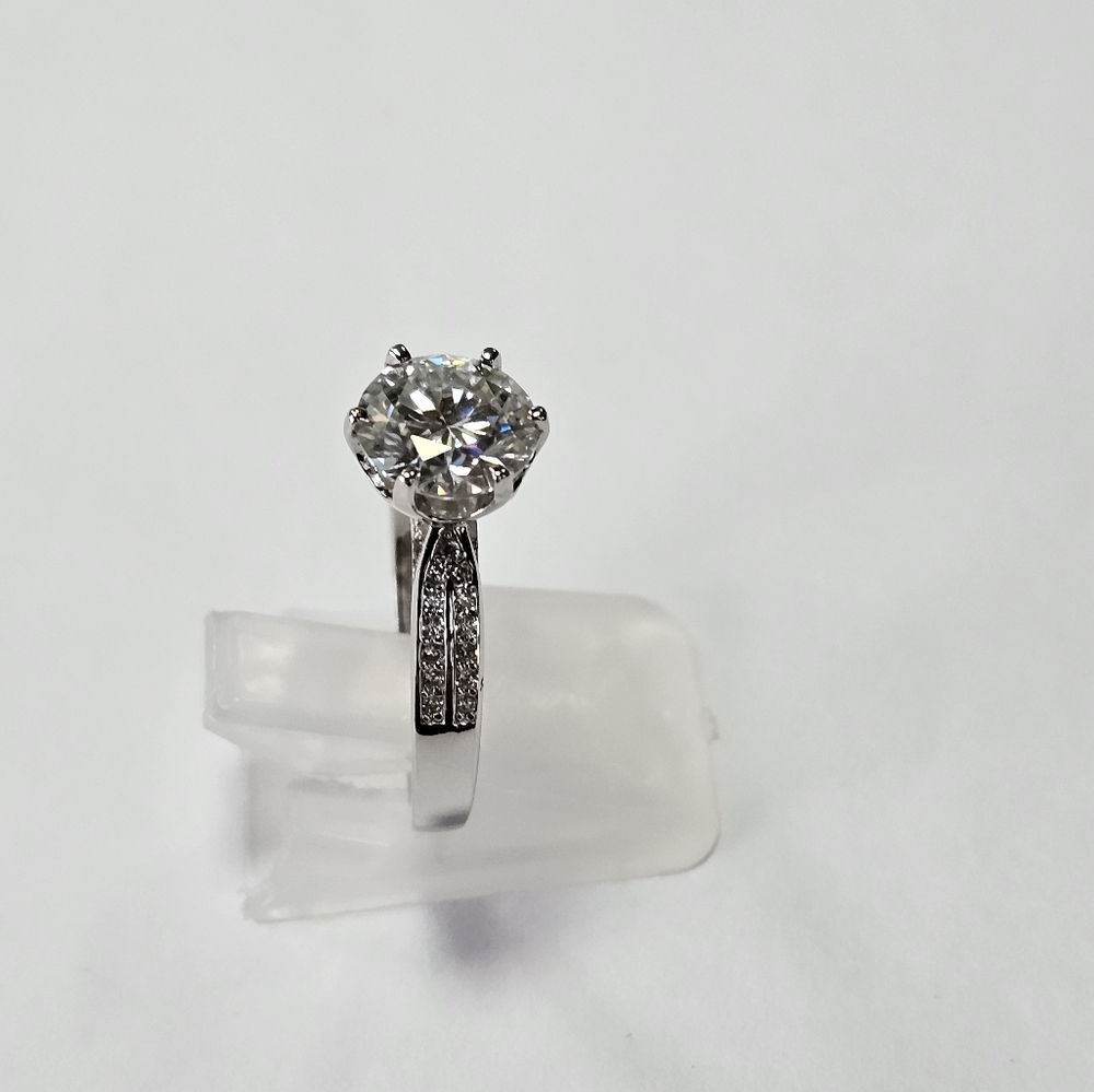 Certified GRA Moissanite Ring 18k over Sterling Silver Sz 7. NEW - Picture 11 of 13